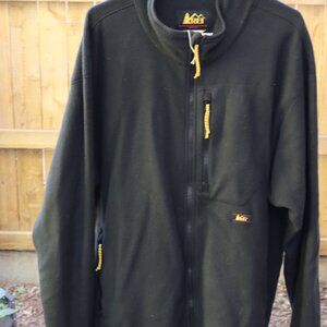 REI Jacket Mens XL Black Polartec Fleece Full Zip Up Vintage